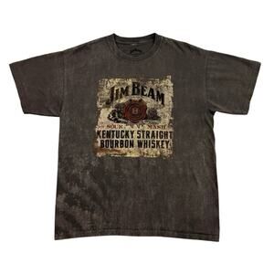 Jim Beam Bourbon Whiskey T Shirt Mens Large Gray Acid Wash Liquor Beer Bar